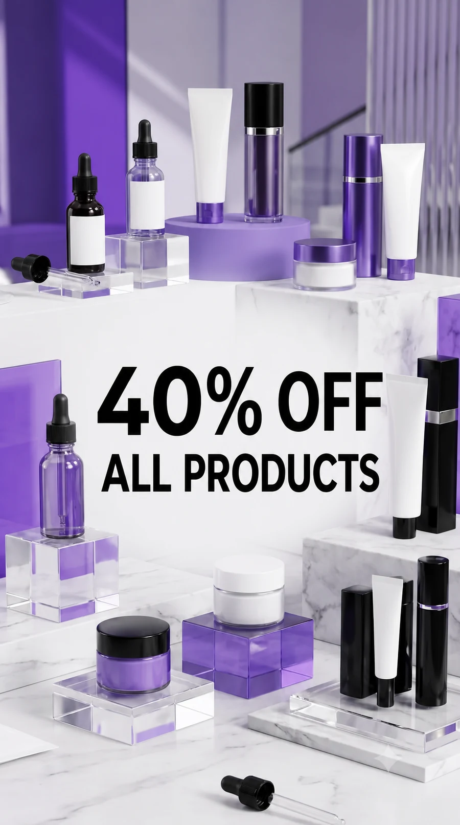 Example sponsored product video claiming 40 percent off all products